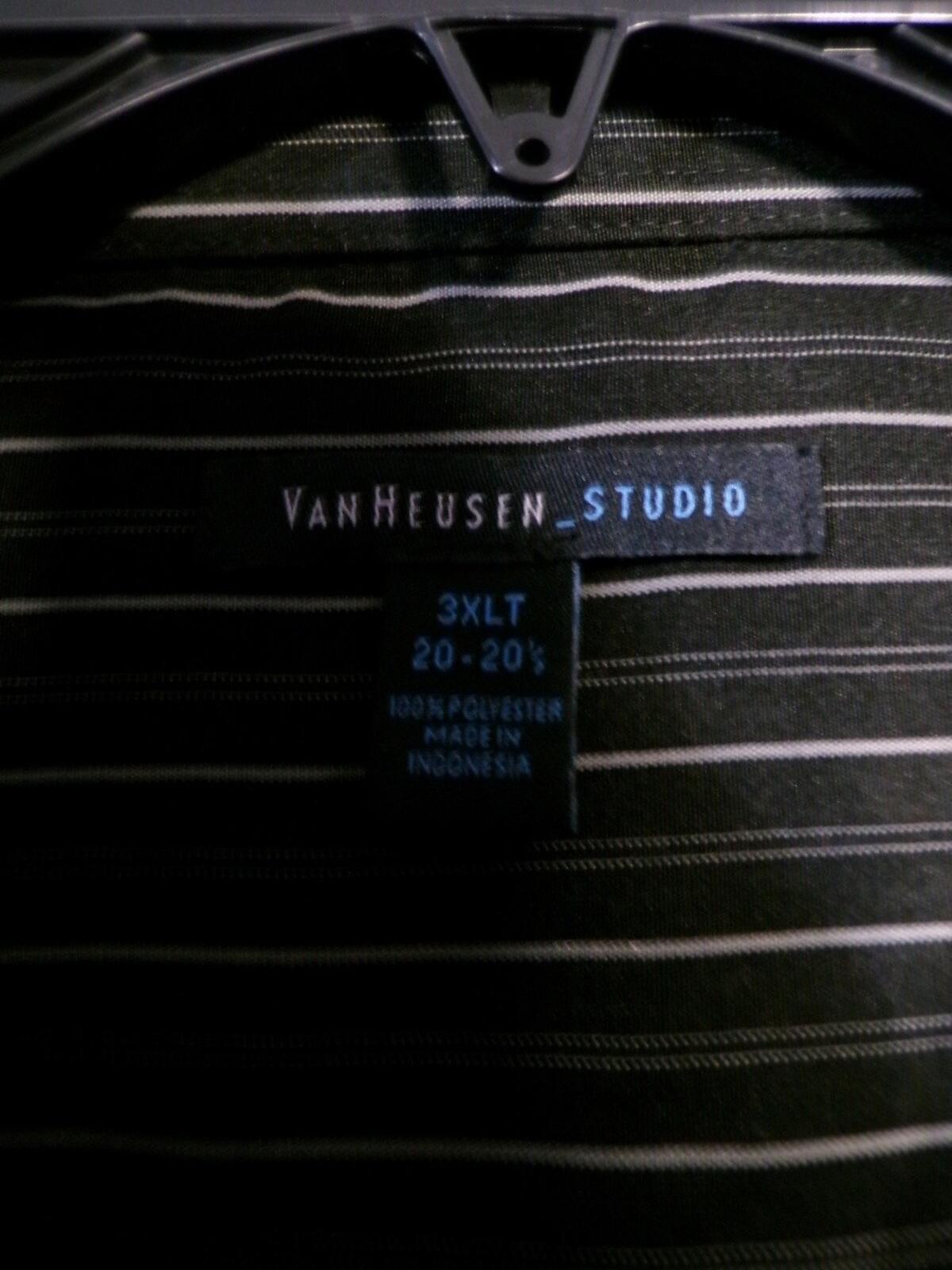 Van Heusen Studio Men 3XLT Short Sleeve Striped Casual Button Up Shirt