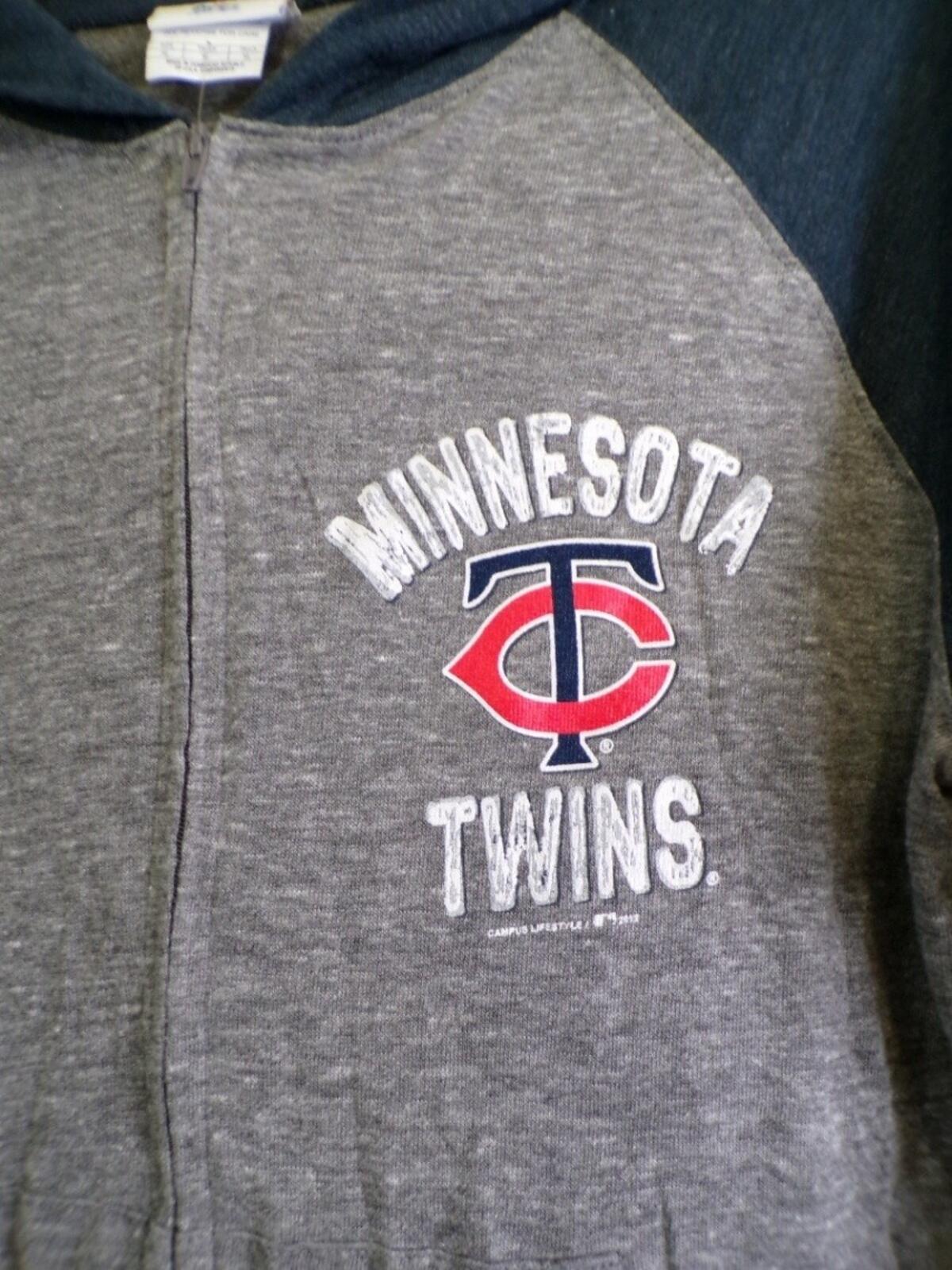 Campus Lifestyle Minnesota Twins Boys Full Zip Hoodie Size XL Gray TC Logo