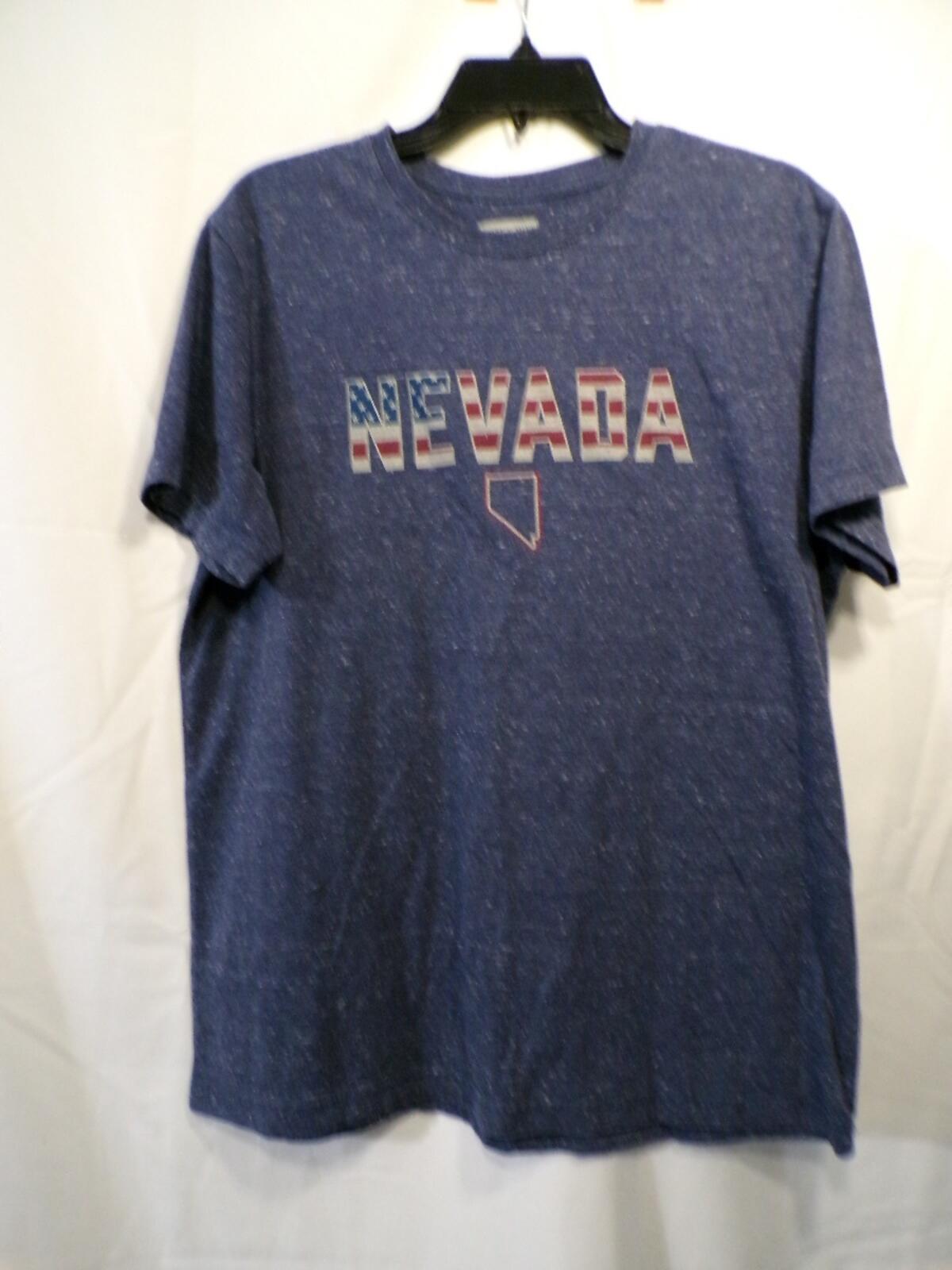 State of Mine Men's Large Nevada Graphic T Shirt Blue Heather Crew Neck