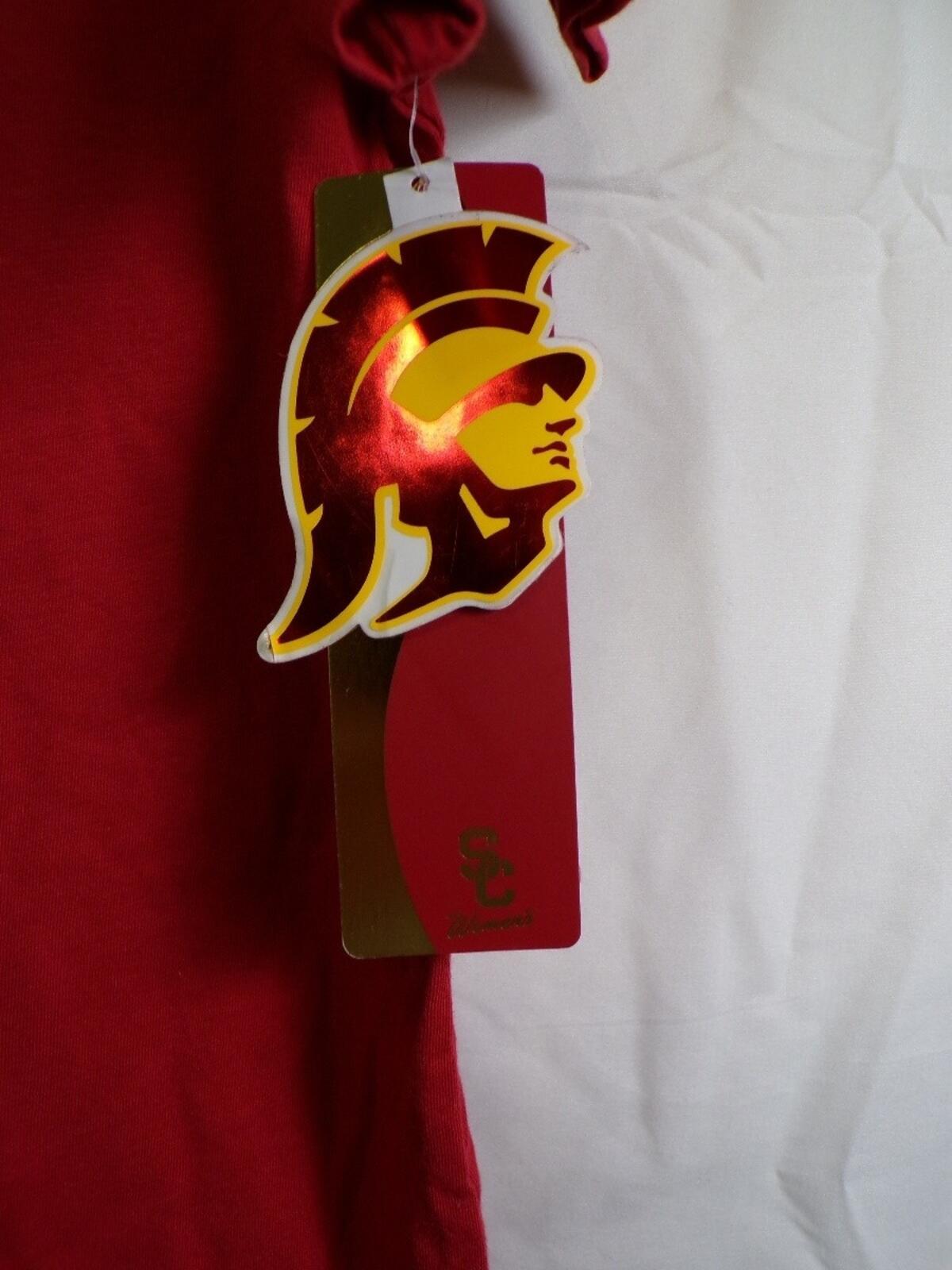 SC Women's USC Trojans Red V Neck T-Shirt 2XL 100% Cotton Jersey Collegiate