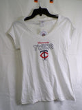 Majestic Minnesota Twins Women's M V-Neck Rhinestone T Shirt
