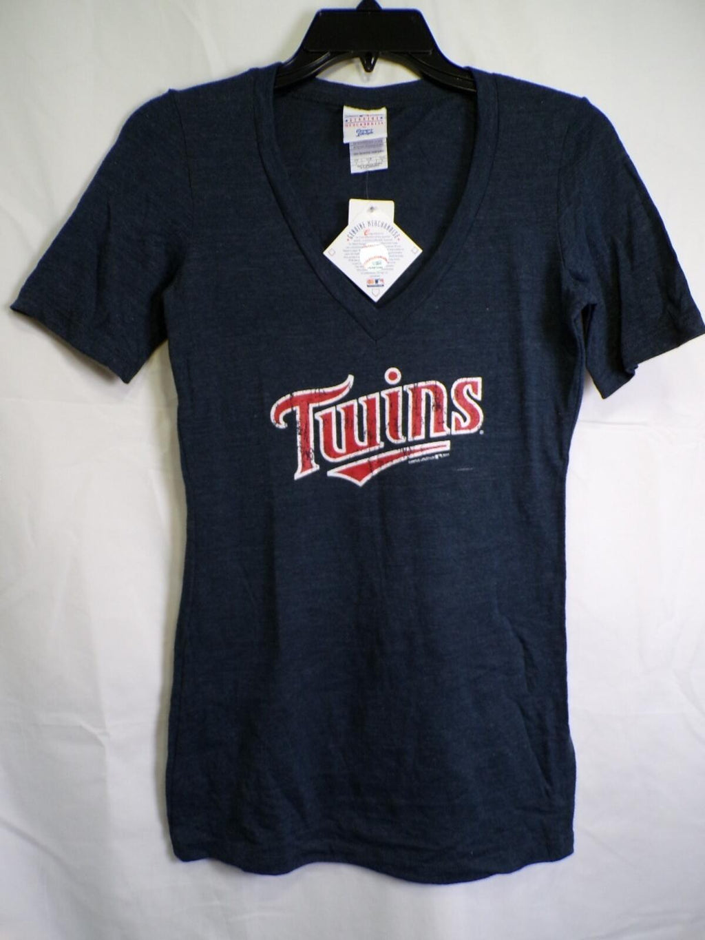 Minnesota Twins Women's Navy V Neck T-Shirt Size S Genuine Merchandise