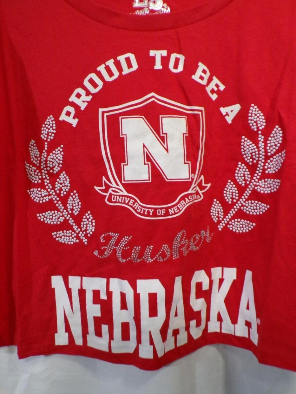 E5 College Classics Women's Red Cropped T-Shirt Nebraska Huskers L