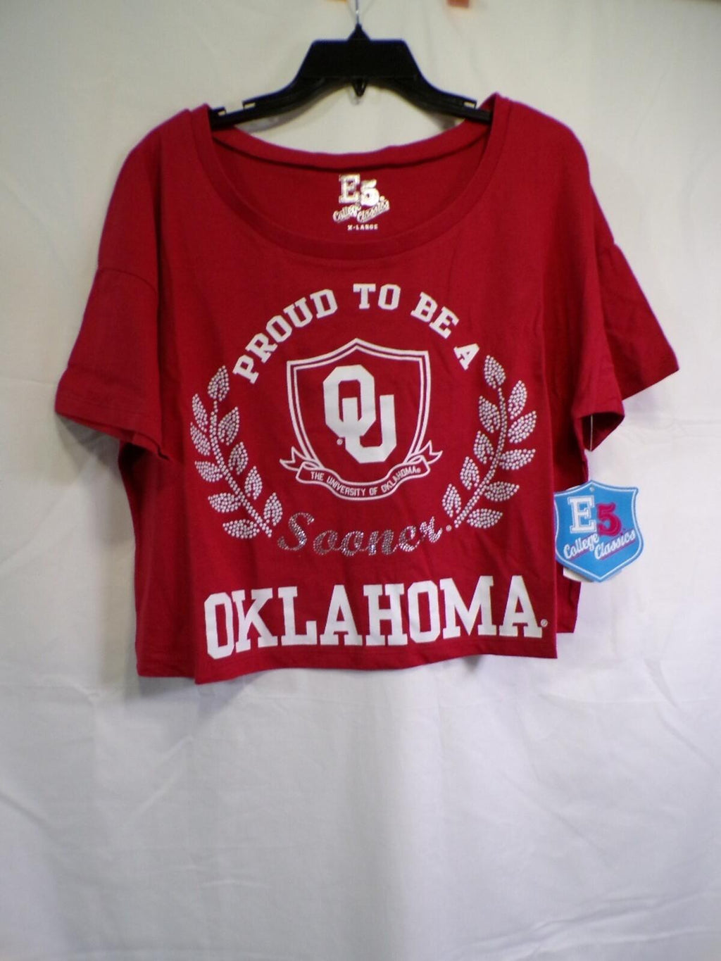 E5 College Classics Women's Cropped Oklahoma Sooners T-Shirt XL Red