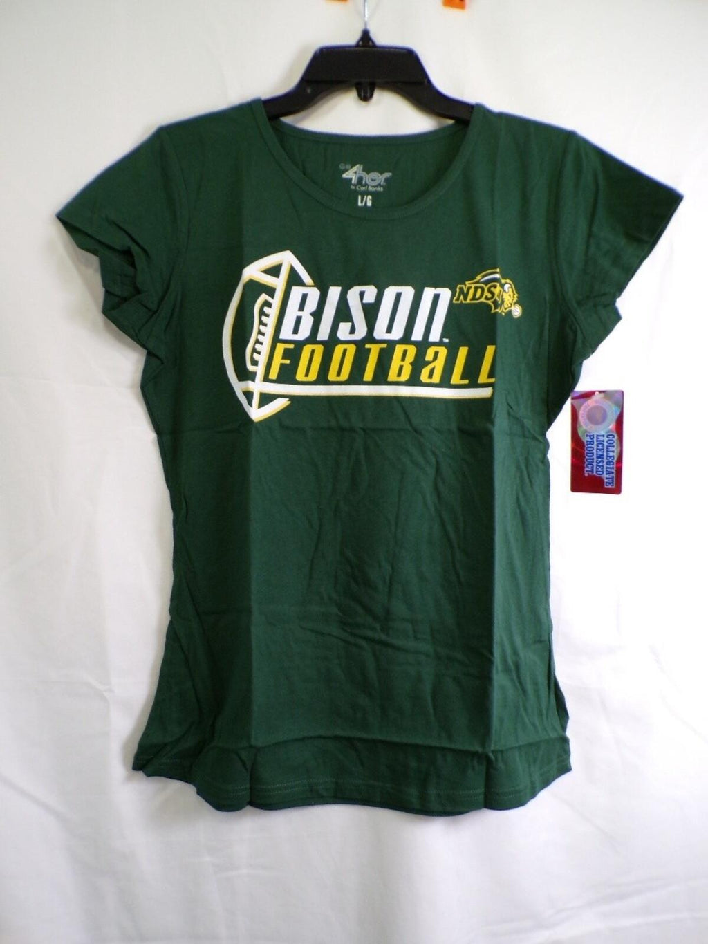 4Her Women's T-Shirt NDSU BISON FOOTBALL Graphic Large Green Collegiate