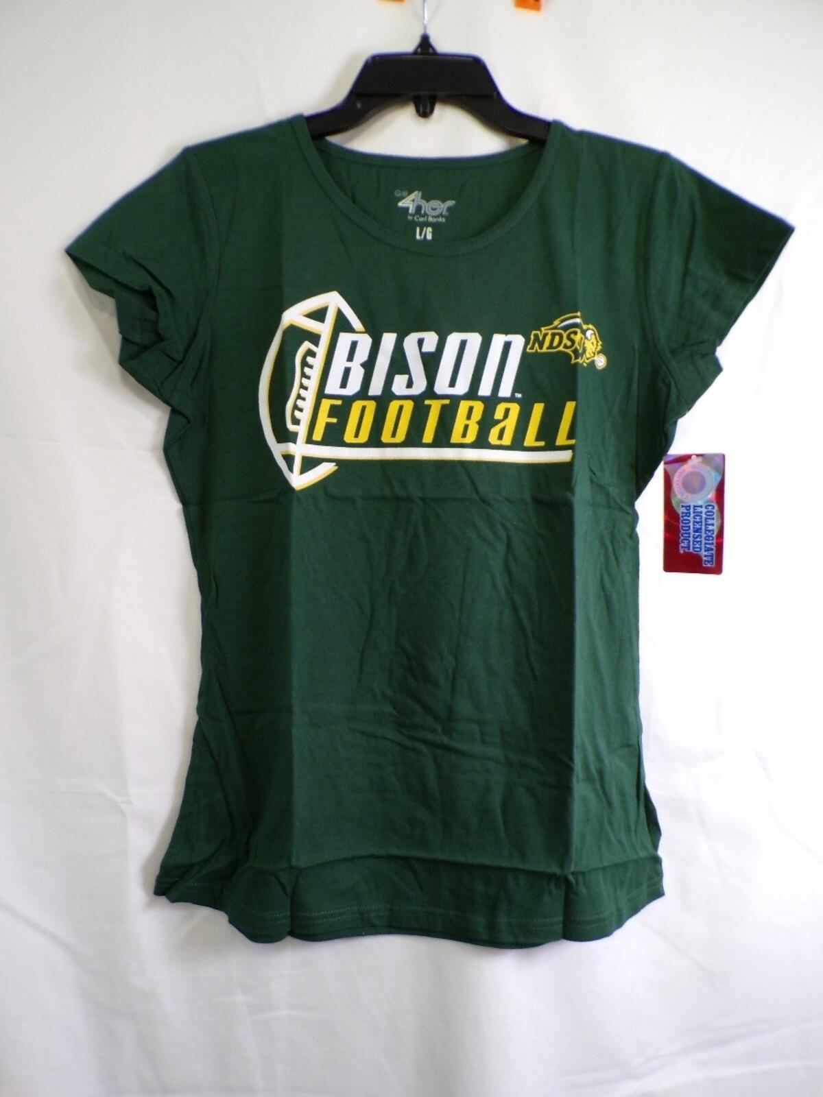 4Her Women's T-Shirt NDSU BISON FOOTBALL Graphic Large Green Collegiate