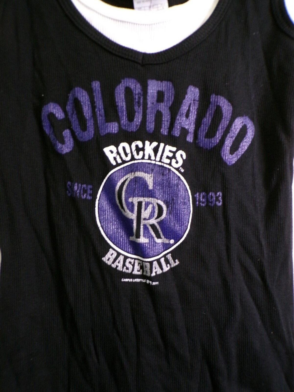 Campus Lifestyle Colorado Rockies Women's Faux Layered Tank Top L Black