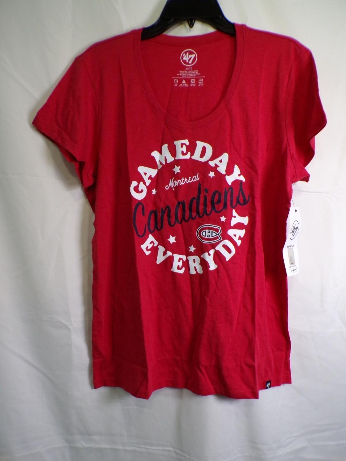47 Brand Montreal Canadiens Women's T Shirt Red XL Scoop Neck Jersey
