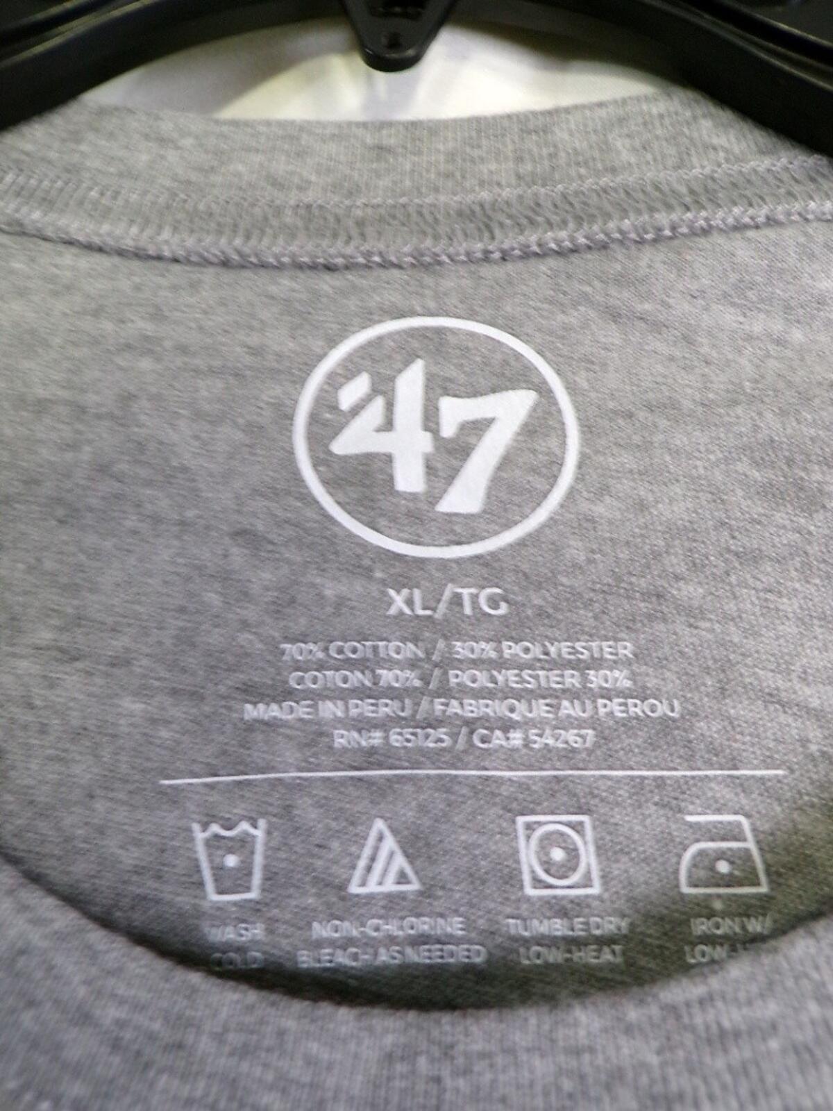 47 Brand Miami Hurricanes Men's T-Shirt XL Heather Gray Sebastian Ibis
