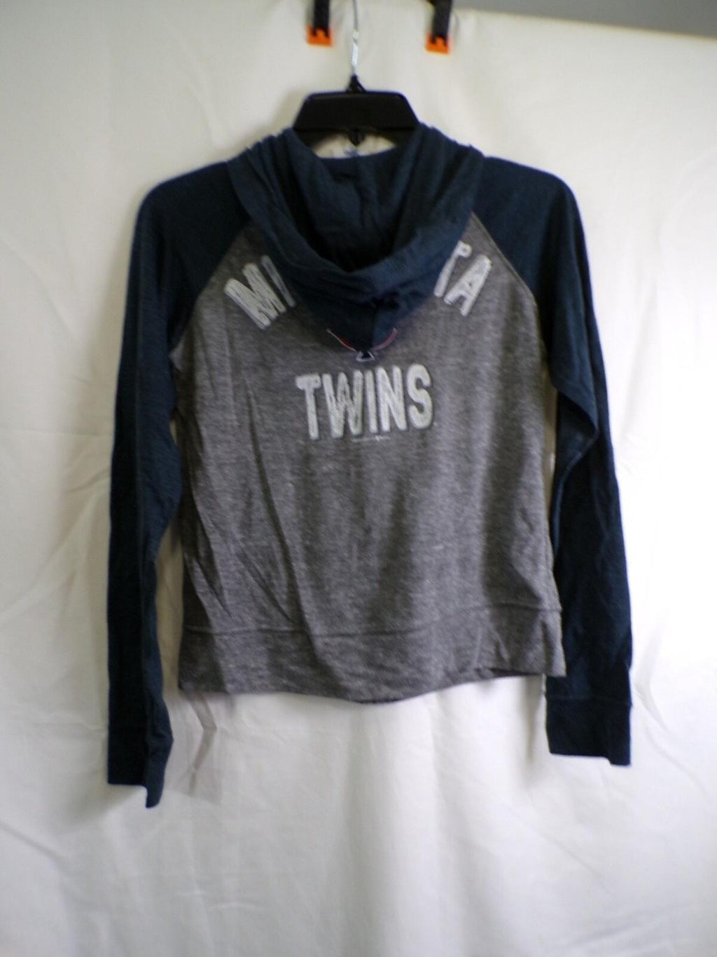 Minnesota Twins Full Zip Hoodie Boys M TC Logo Gray Raglan Sleeves