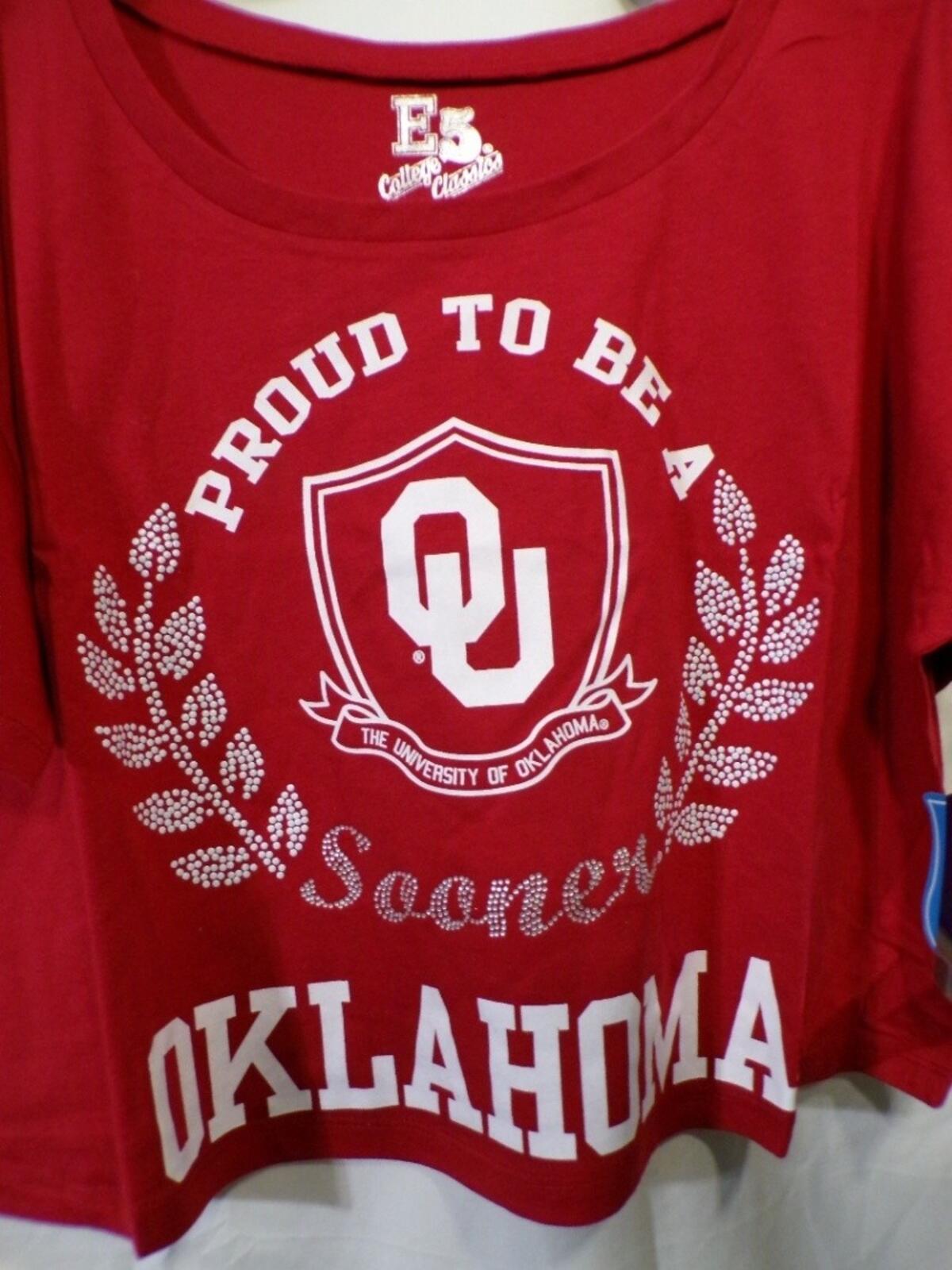 E5 College Classics OU University of Oklahoma Women's Cropped T-Shirt XL Red