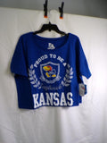 E5 Kansas Jayhawks Women's Cropped T Shirt Blue X-Large College Classics