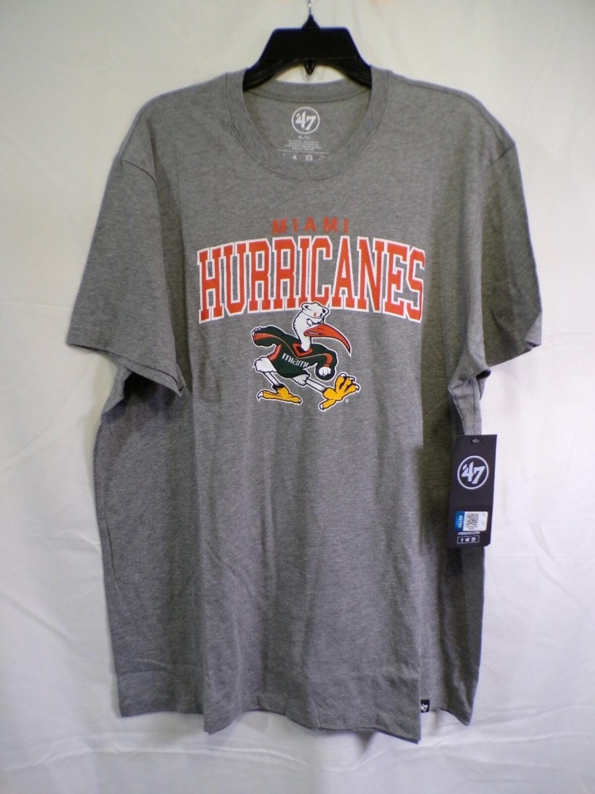 47 Brand Miami Hurricanes Heather Gray Graphic T Shirt XL