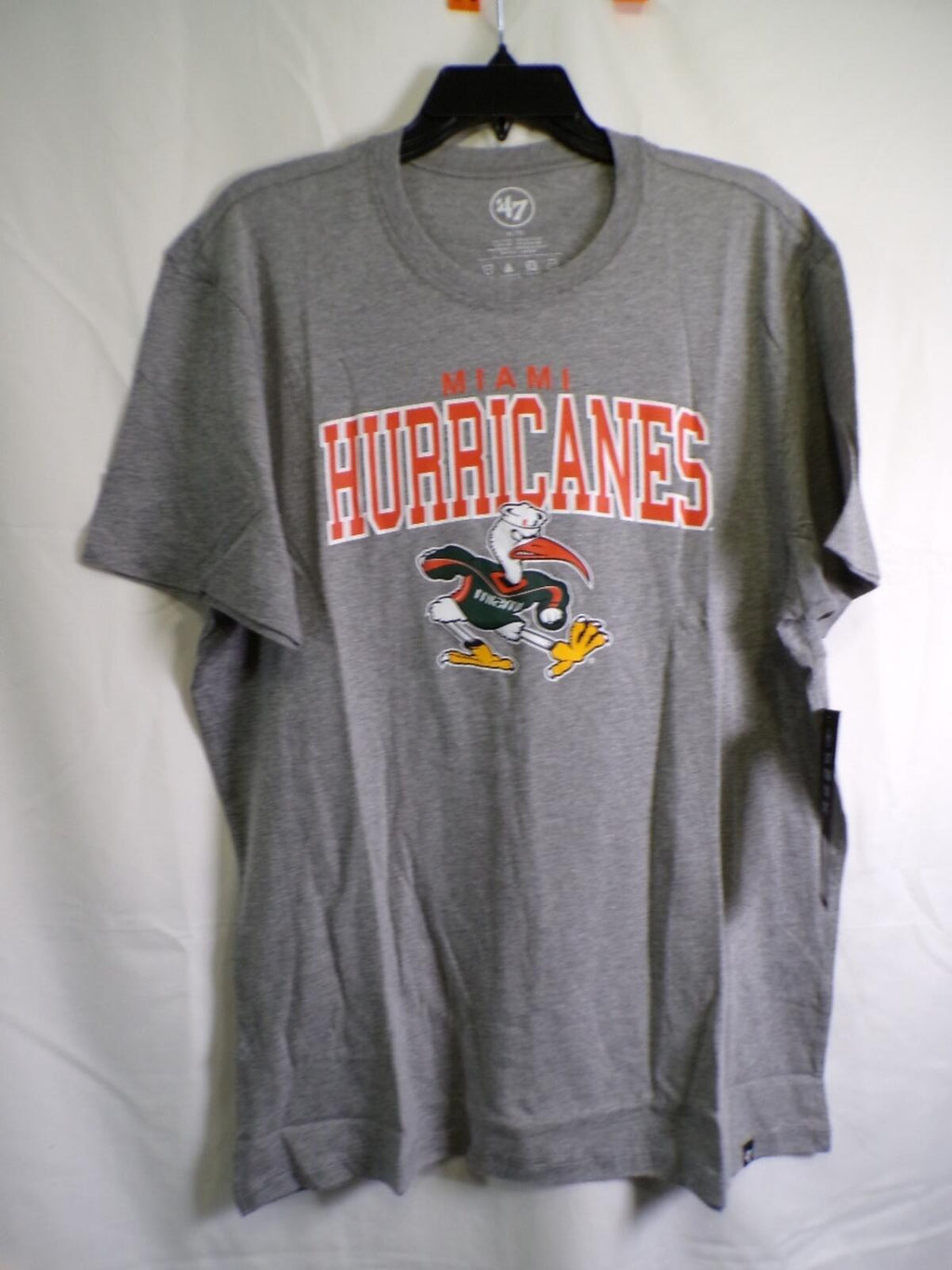 47 Brand Miami Hurricanes Men's T-Shirt XL Heather Gray Sebastian Ibis