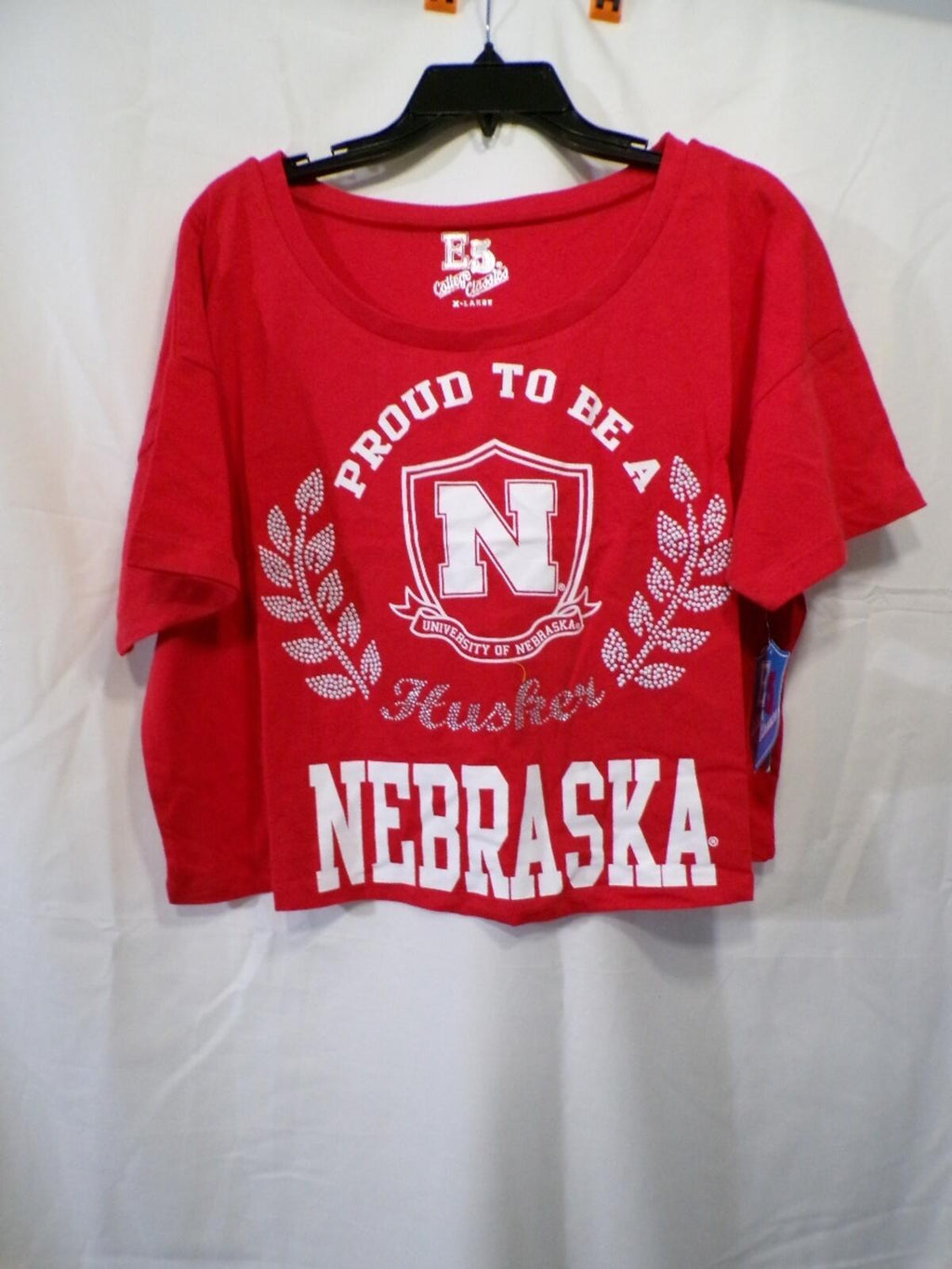 E5 College Classics Women's Nebraska Huskers Cropped T-Shirt XL Red