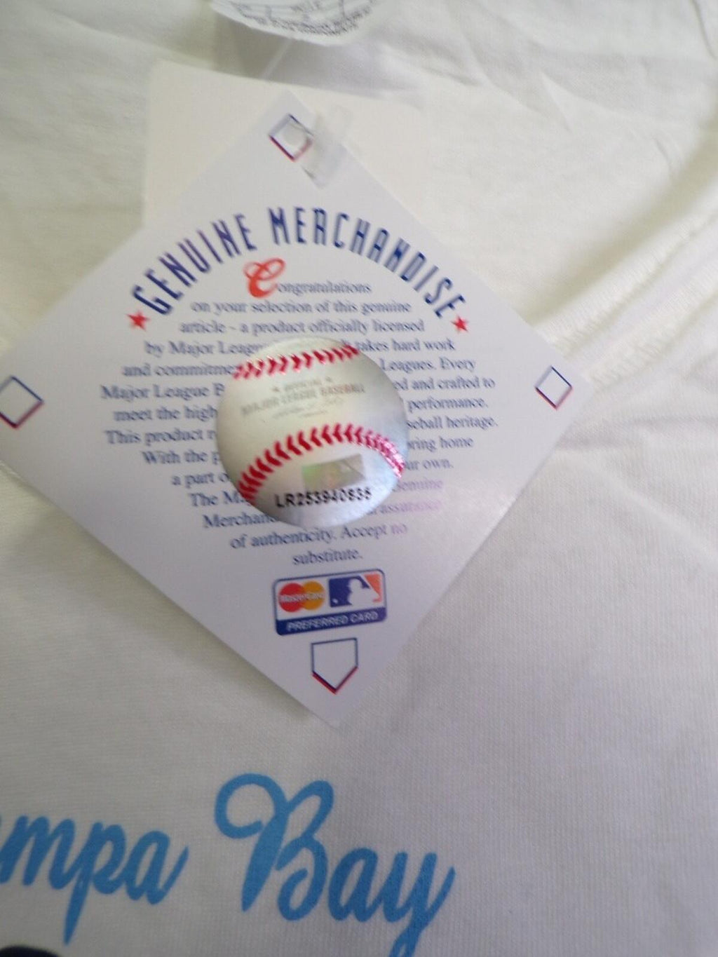 Women's Tampa Bay Rays White V Neck Rhinestone T-Shirt Size S