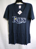 Majestic Women's Tampa Bay Rays V Neck T-Shirt Navy Large Jersey