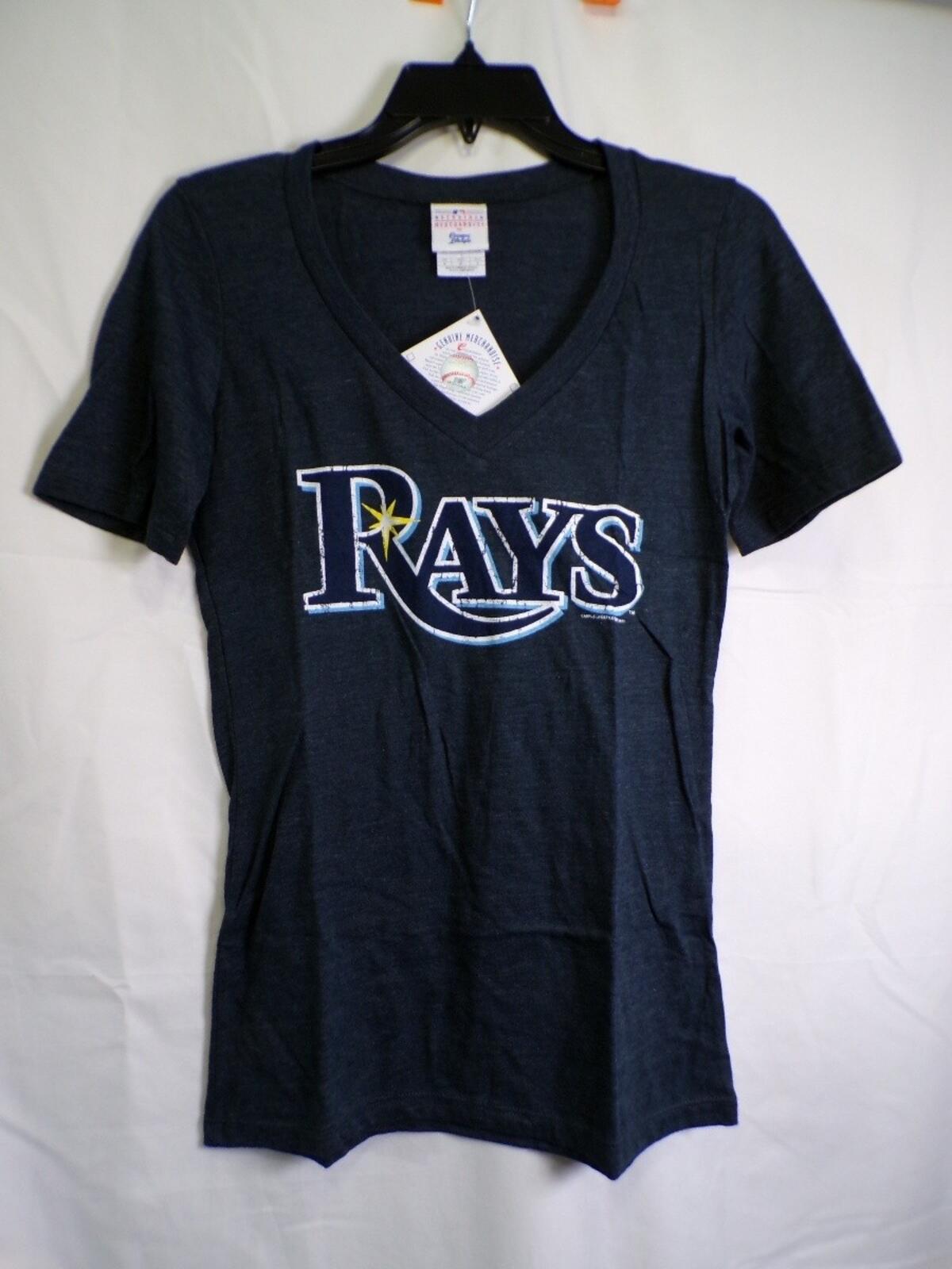 Women's Tampa Bay Rays V Neck T Shirt Medium Navy RAYS
