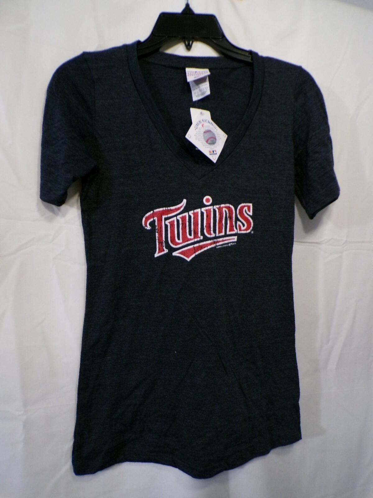 Women's Minnesota Twins Navy V-Neck T-Shirt Size S