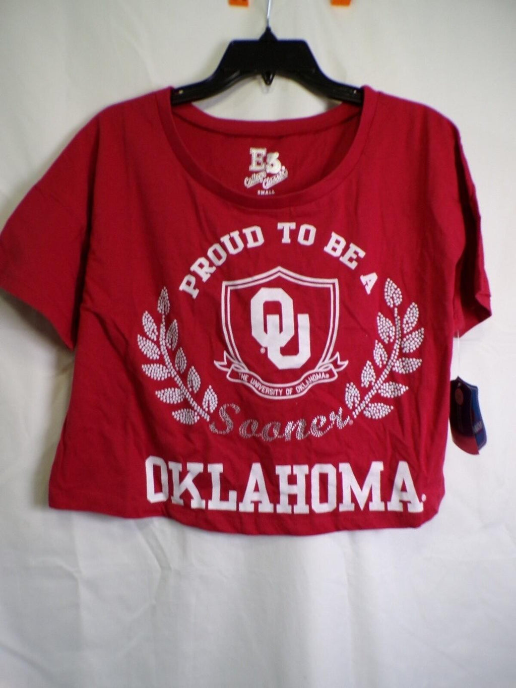 E5 College Classics Women's Cropped T-Shirt Oklahoma Sooners Size S Crimson