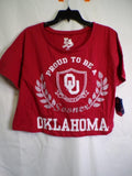 E5 College Classics Women's Cropped T-Shirt Oklahoma Sooners Size S Crimson