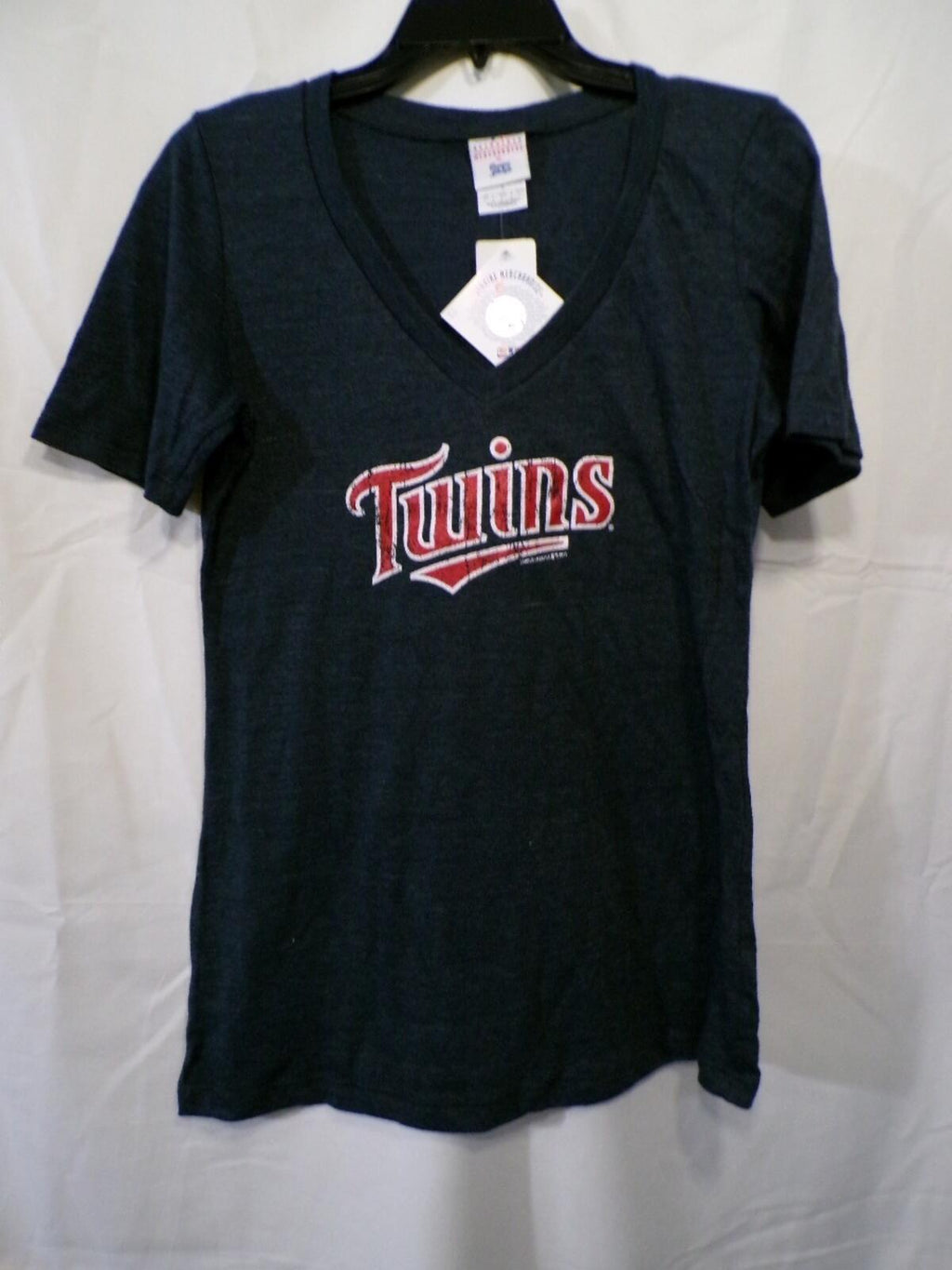 Campus Lifestyle Womens Minnesota Twins Navy Heather V Neck T-Shirt L