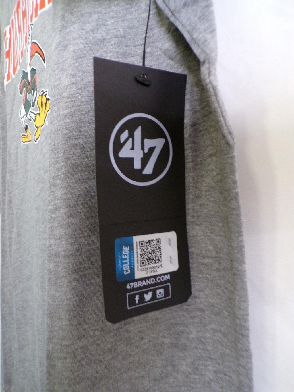 47 Brand Men's Miami Hurricanes Gray Graphic T-Shirt Medium Crew
