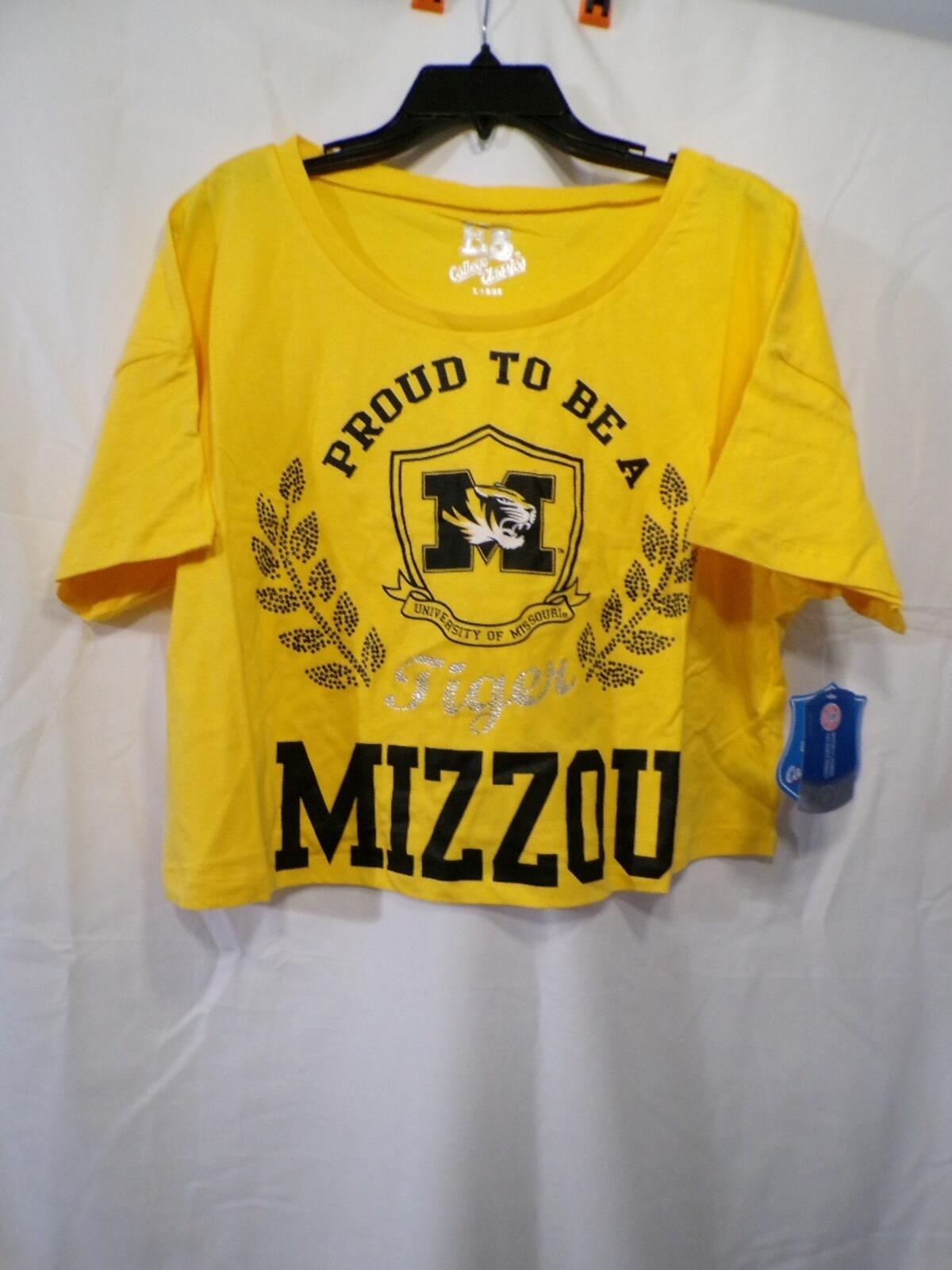 E5 College Classics Women's Mizzou Cropped T-Shirt Large Yellow Tigers