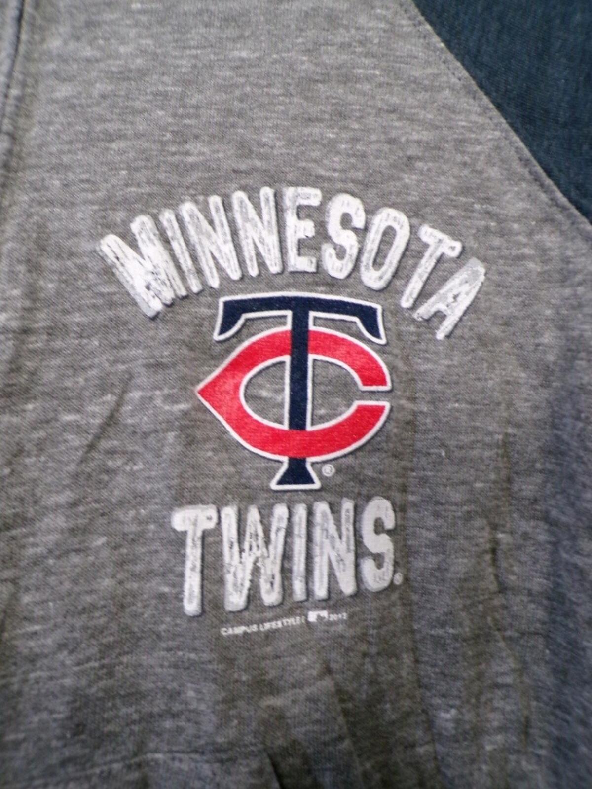 Campus Lifestyle Minnesota Twins Full Zip Hoodie Juniors S Gray Navy