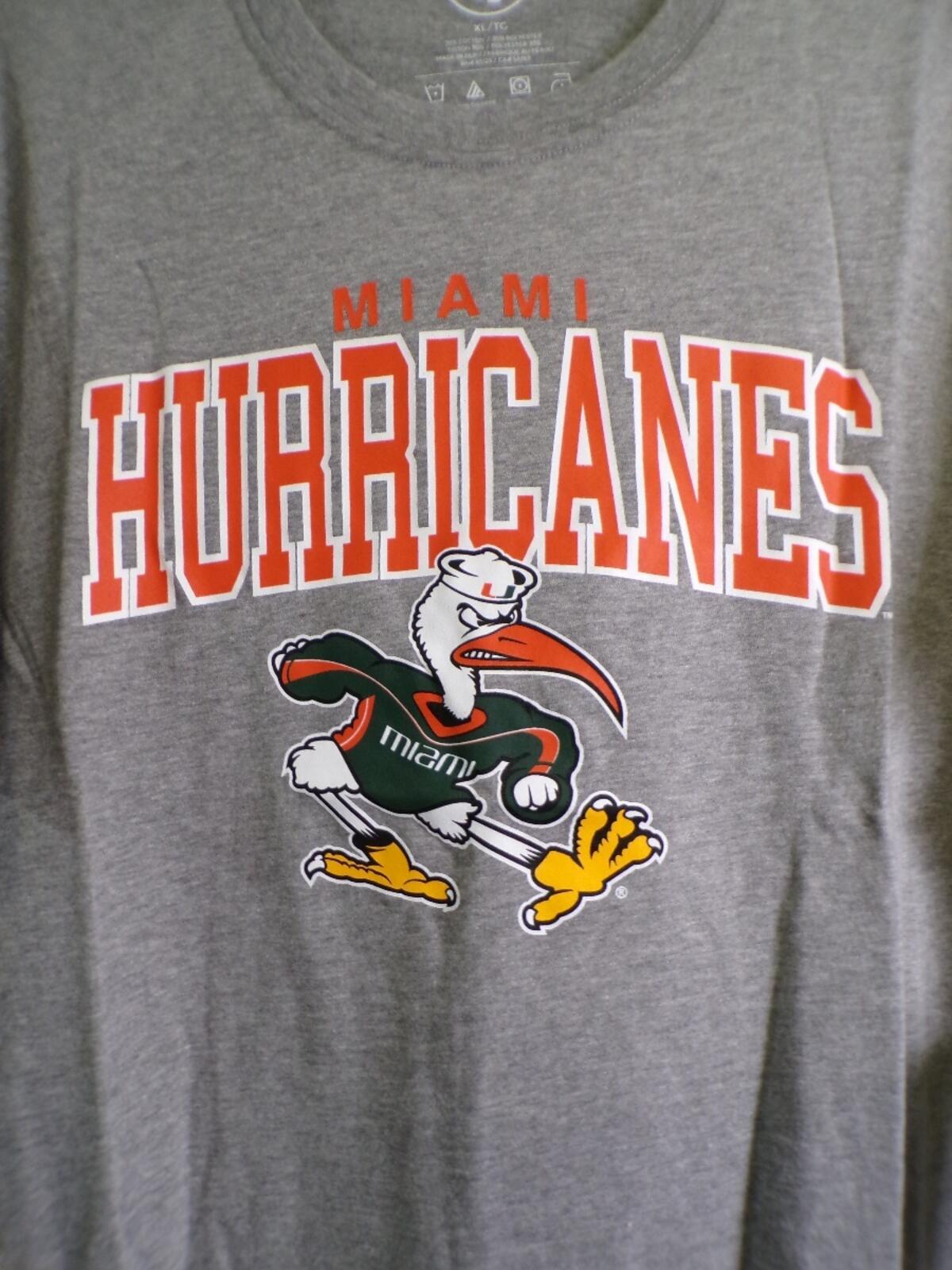 47 Brand Miami Hurricanes Men's T-Shirt XL Heather Gray Sebastian Ibis