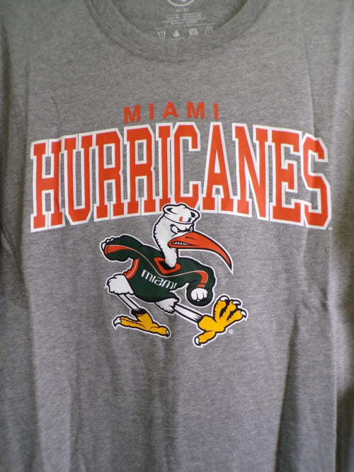 47 Brand Miami Hurricanes Men's T-Shirt XL Heather Gray Sebastian Ibis