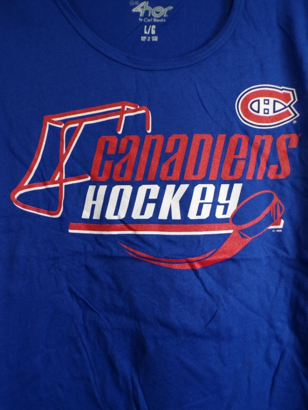 G-III 4Her by Carl Banks Women's Montreal Canadiens Hockey Blue Scoop T Shirt L