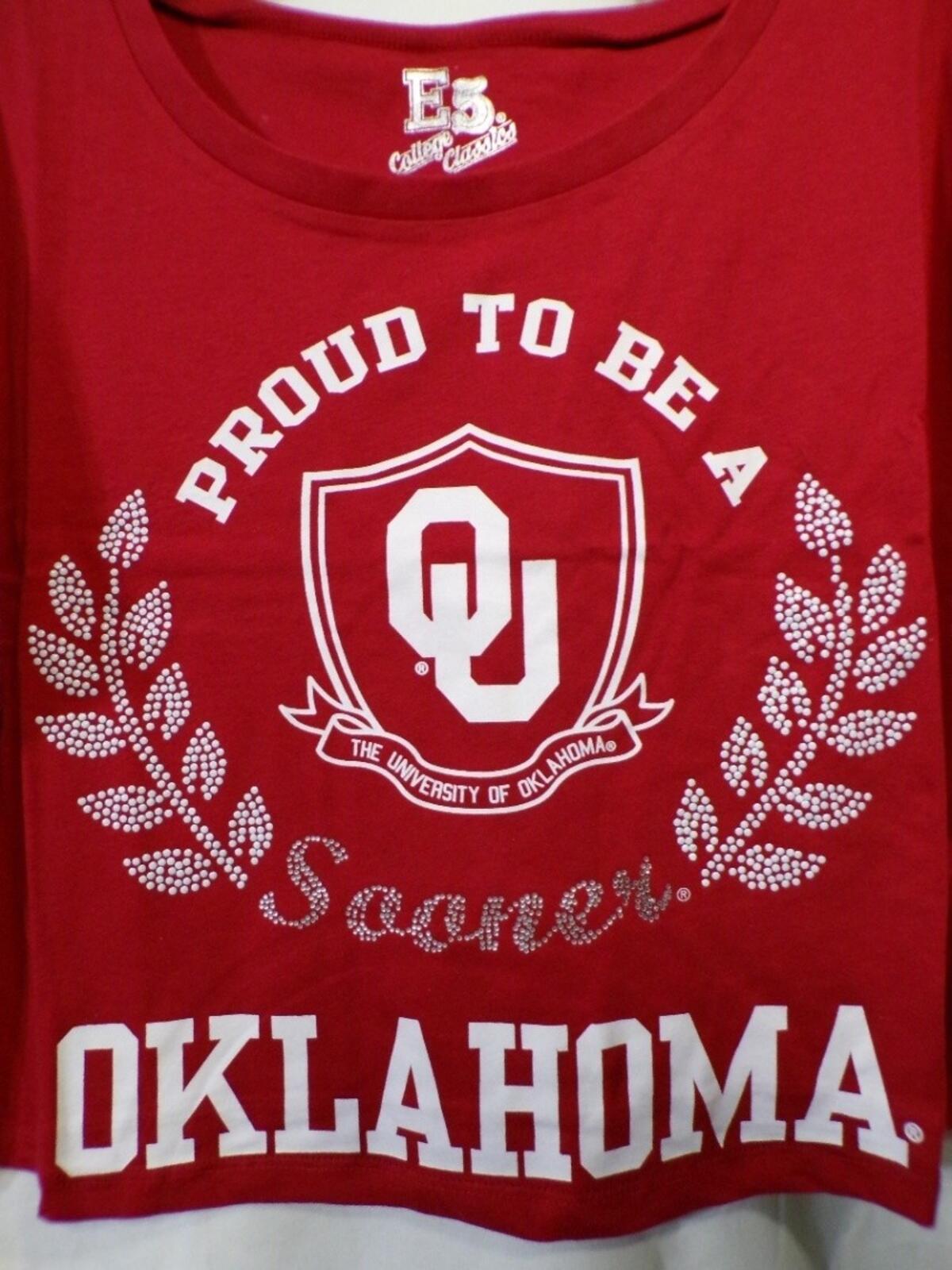 E5 College Classics Oklahoma Sooners OU Cropped T-Shirt Large Red