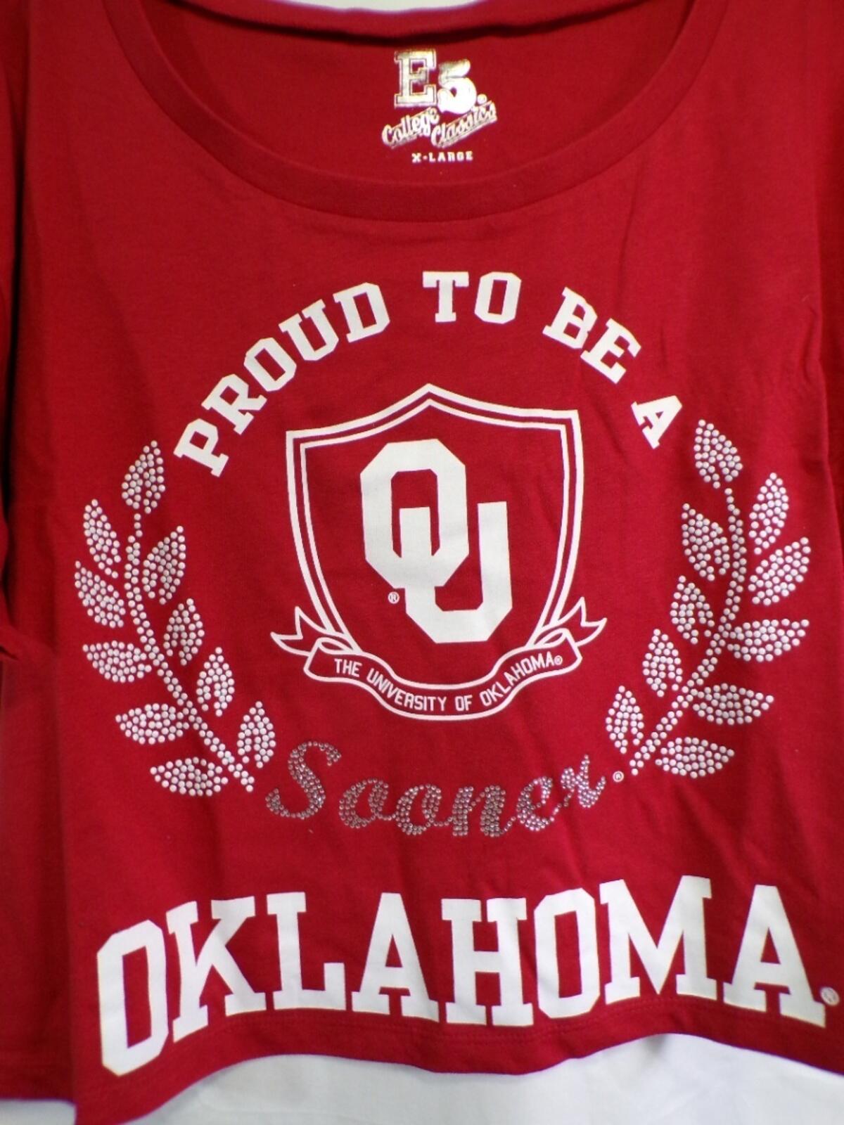 E5 College Classics Women's Cropped Oklahoma Sooners T-Shirt XL Red