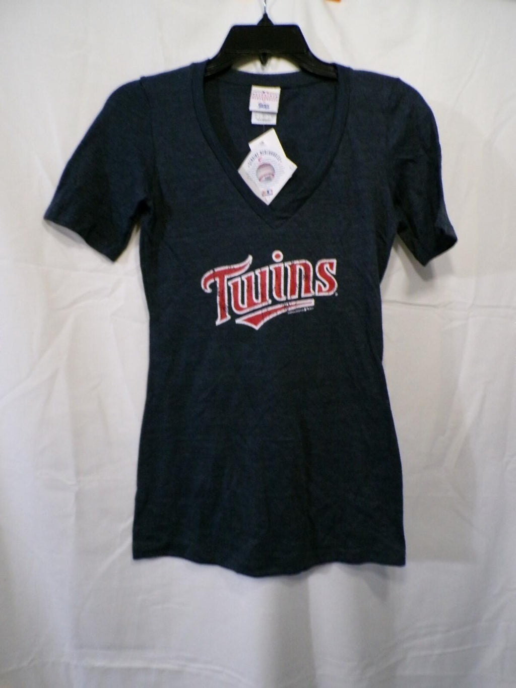 Canvas Lifestyle Women's Twins V Neck T Shirt Size S Navy Heather