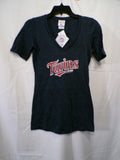 Canvas Lifestyle Women's Twins V Neck T Shirt Size S Navy Heather