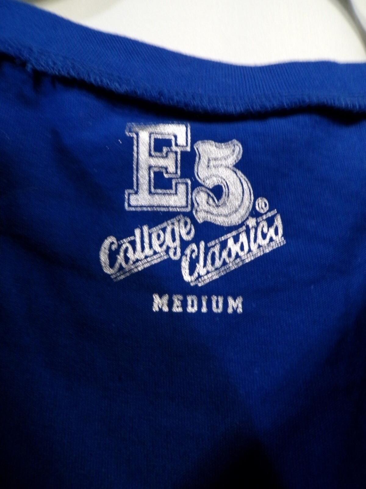 E5 College Classics Women's Kansas Jayhawks Cropped T-Shirt Medium Blue