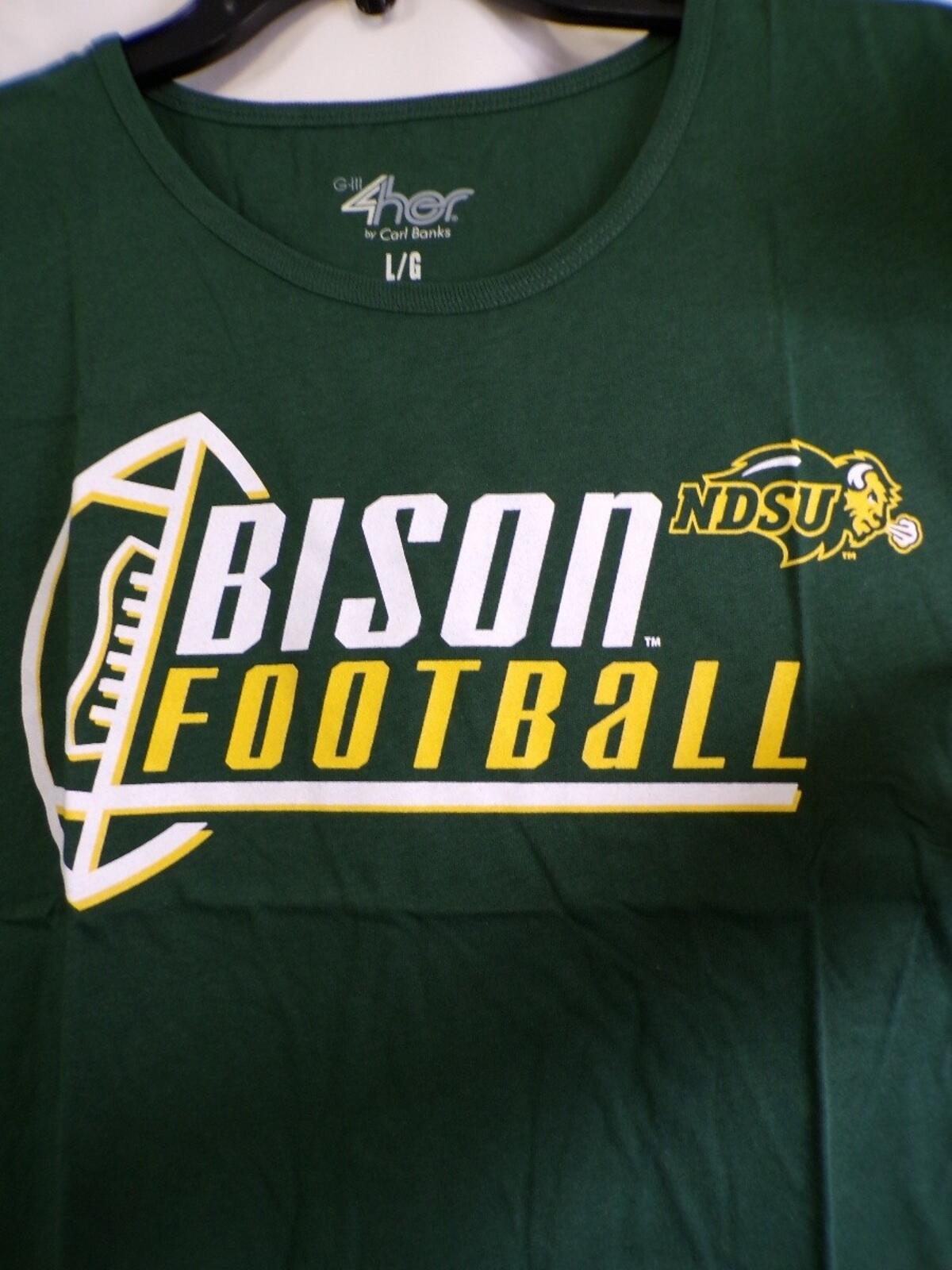 4Her Women's T-Shirt NDSU BISON FOOTBALL Graphic Large Green Collegiate