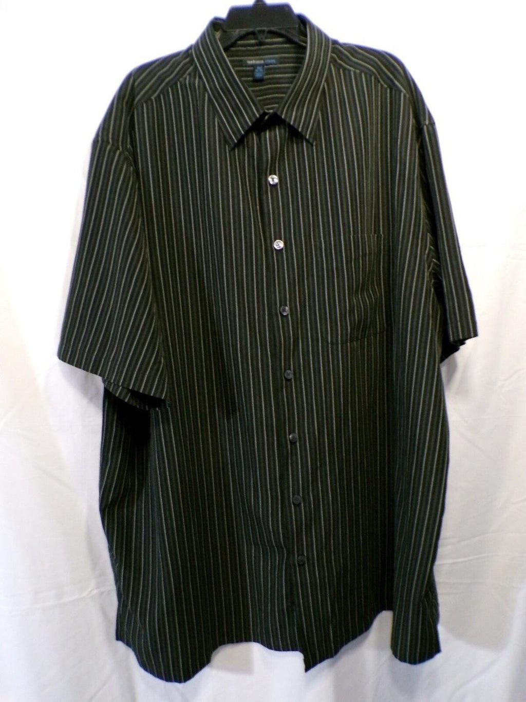 Van Heusen Studio Men 3XLT Short Sleeve Striped Casual Button Up Shirt