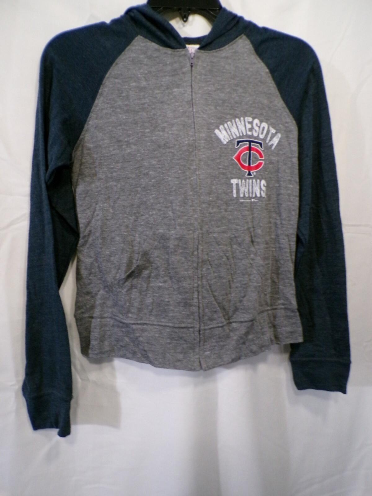Women's Minnesota Twins Full Zip Hoodie Gray Navy Raglan S