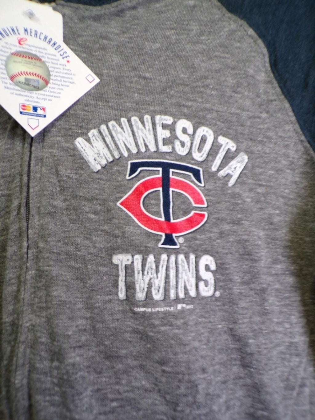 Campus Lifestyle Boys L Minnesota Twins Full Zip Hoodie Gray Navy