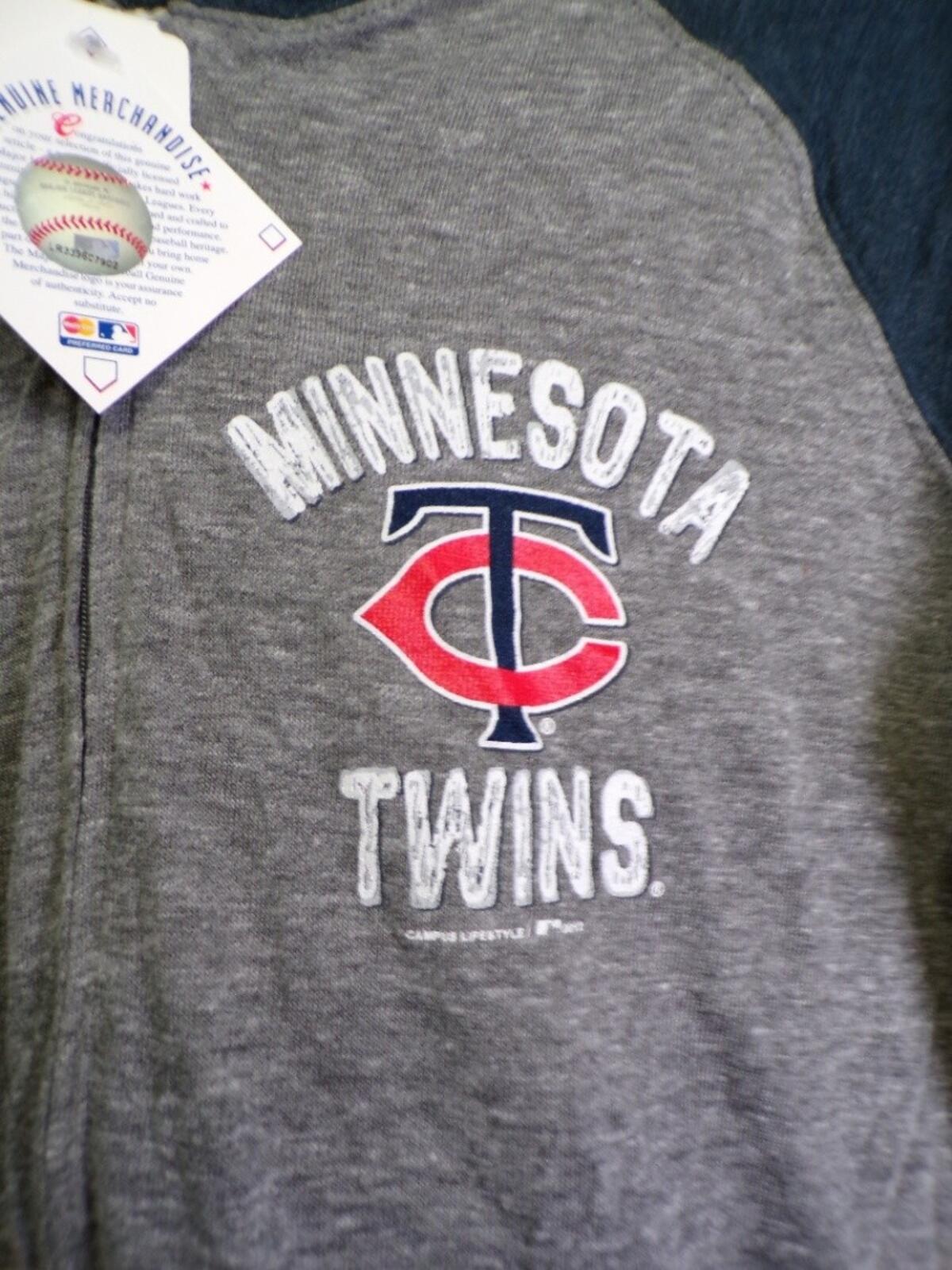 Campus Lifestyle Boys L Minnesota Twins Full Zip Hoodie Gray Navy
