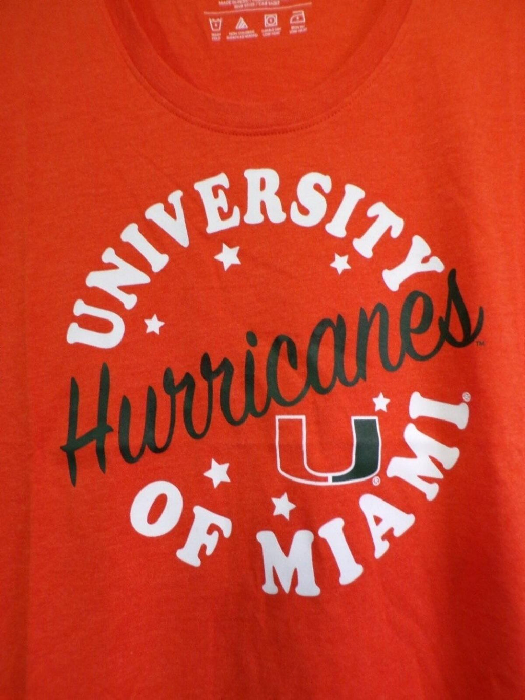 47 Brand Women's Miami Hurricanes T-Shirt Medium Orange Scoop Neck Tee