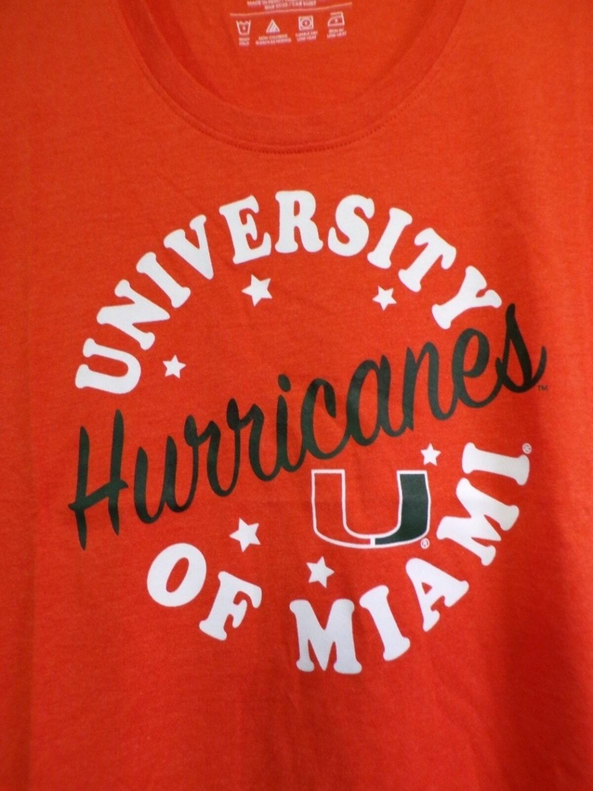 47 Brand Women's Miami Hurricanes T-Shirt Medium Orange Scoop Neck Tee