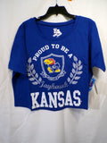 E5 College Classics Women's Kansas Jayhawks Cropped T-Shirt Large Blue