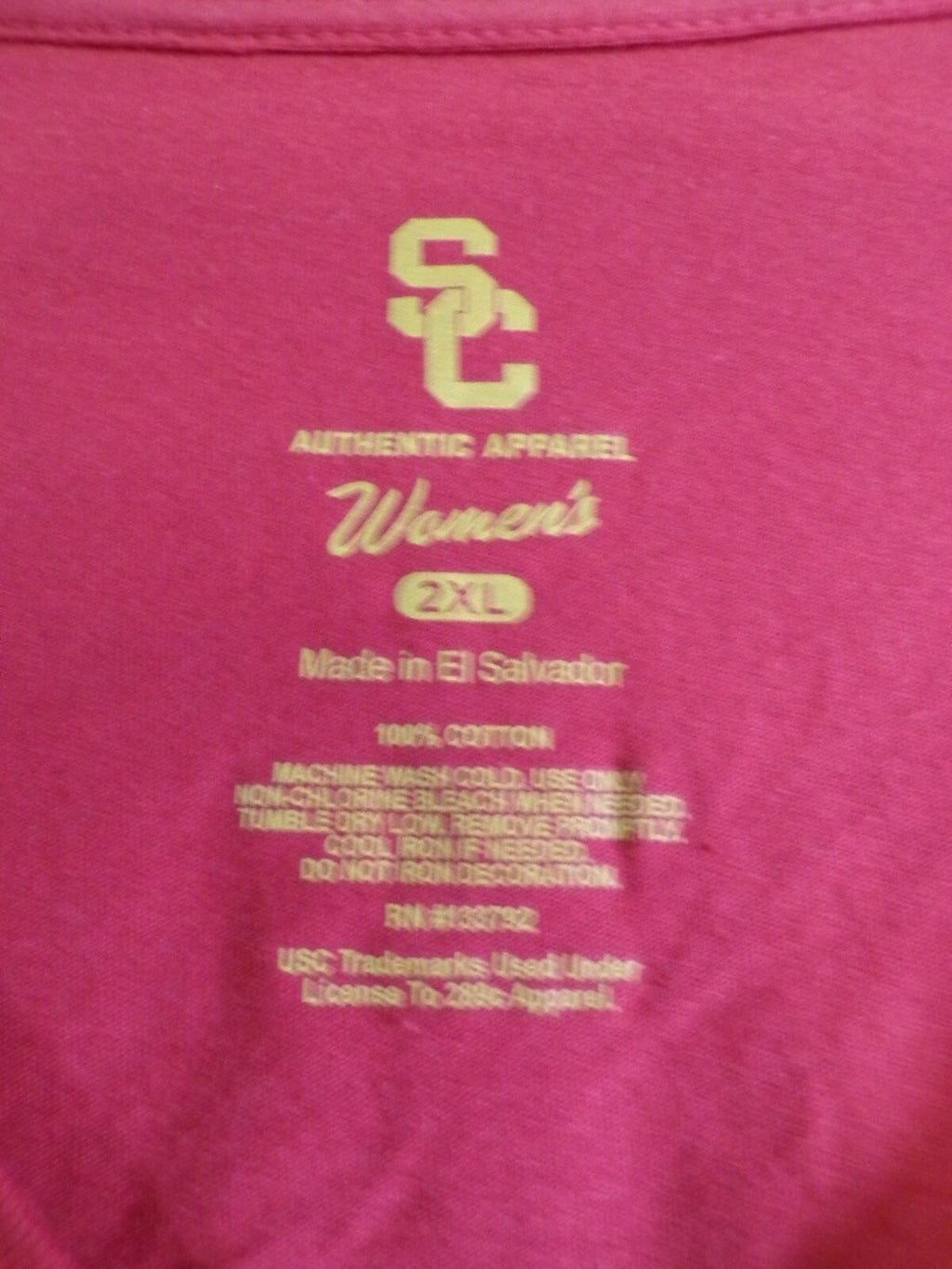 SC Women's USC Trojans Red V Neck T-Shirt 2XL 100% Cotton Jersey Collegiate