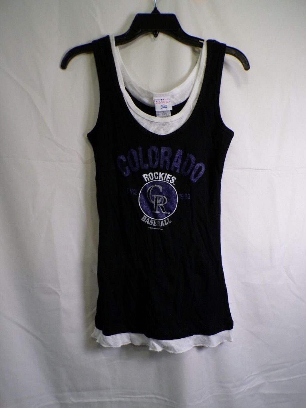 Campus Lifestyle Colorado Rockies Women's Faux Layered Tank Top L Black