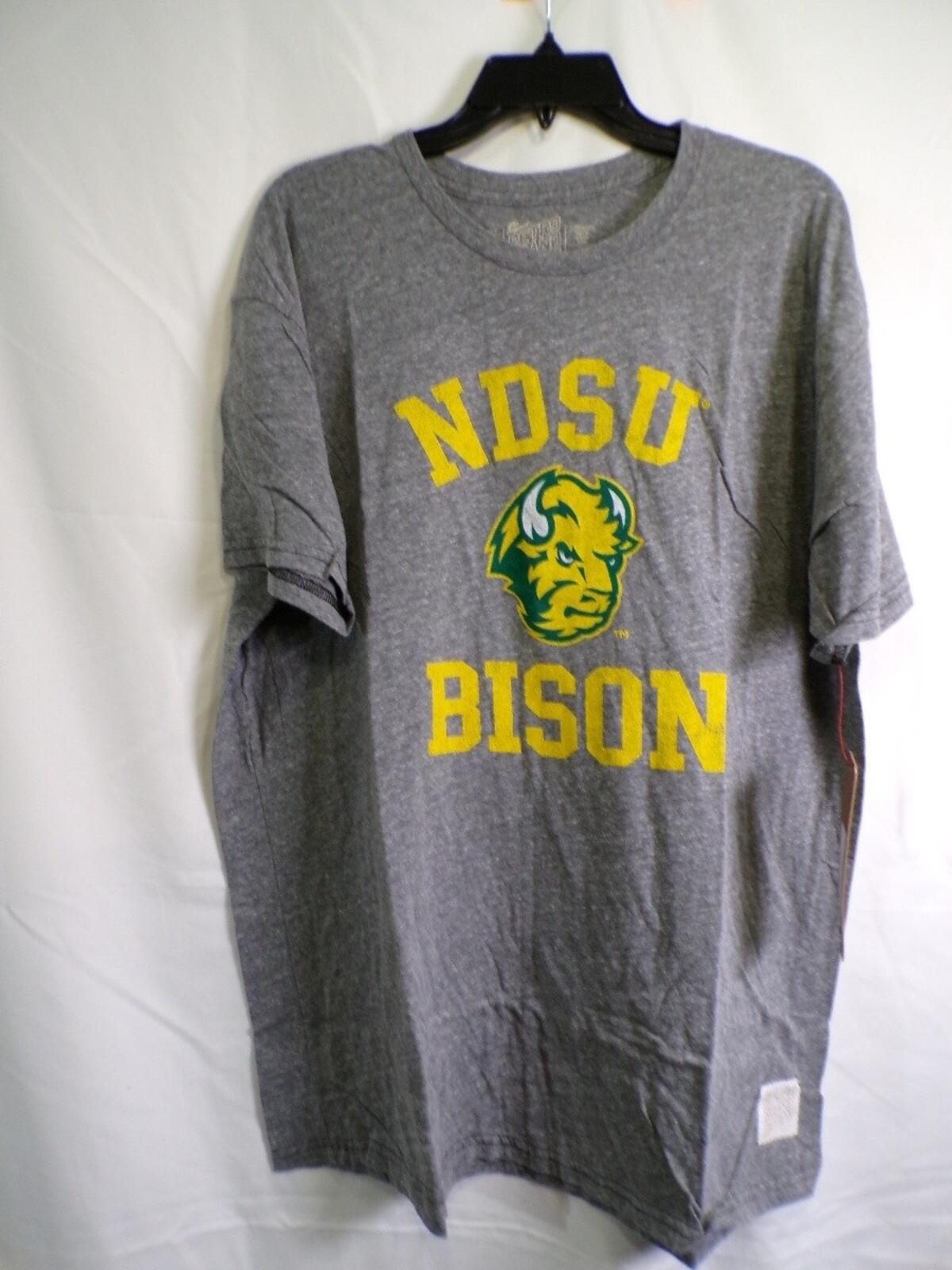 Retro Brand NDSU BISON Men's T-Shirt 2XL Heather Gray North Dakota State