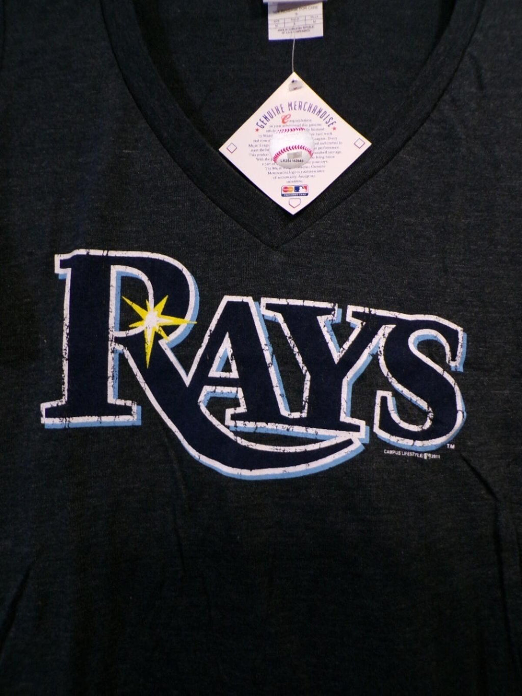 Campus Lifestyle Women's M V-Neck Tampa Bay RAYS T-Shirt Navy
