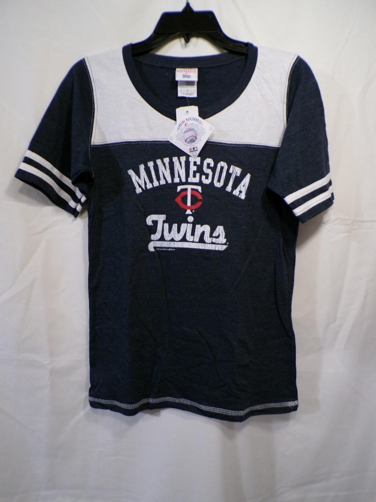 Majestic Women's Minnesota Twins Scoop Neck T-Shirt M Navy White Ringer